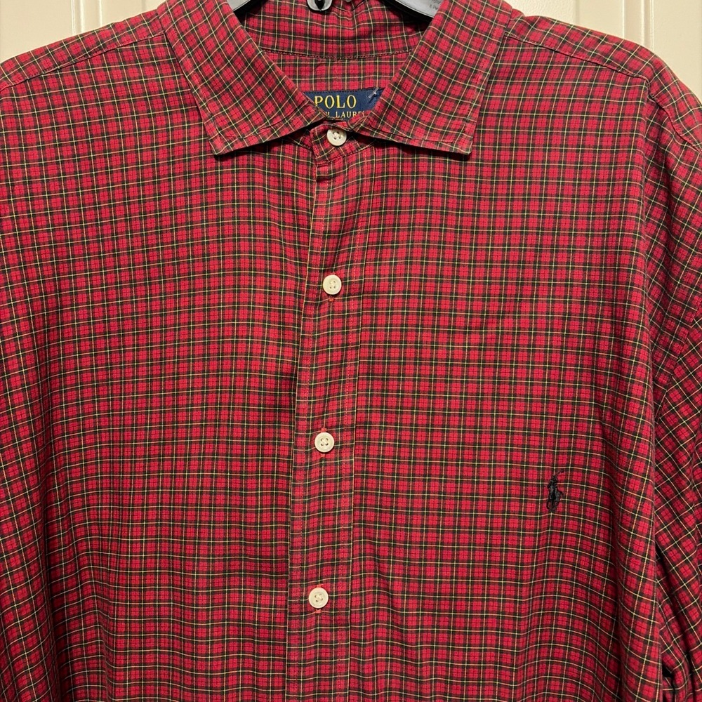 Polo Ralph Lauren Classic Fit Plaid Button Down Shirt Mens 2XB Big Red Preppy